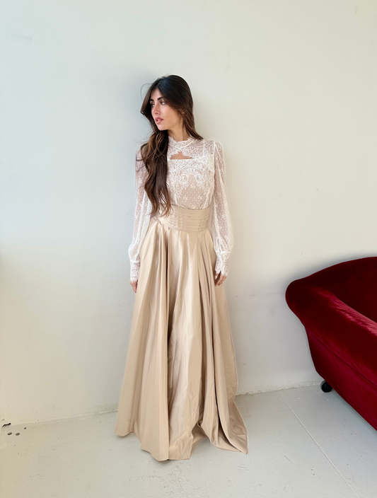 Jupe Longue Évasée beige irisée