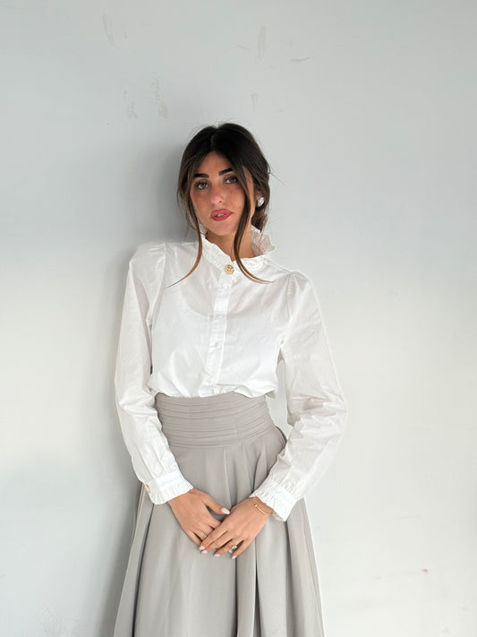 Edition Mariée - Chemisier blanc col montant