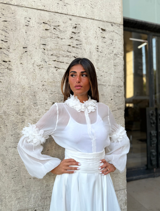 Edition Mariée - Chemisier blanc en voile