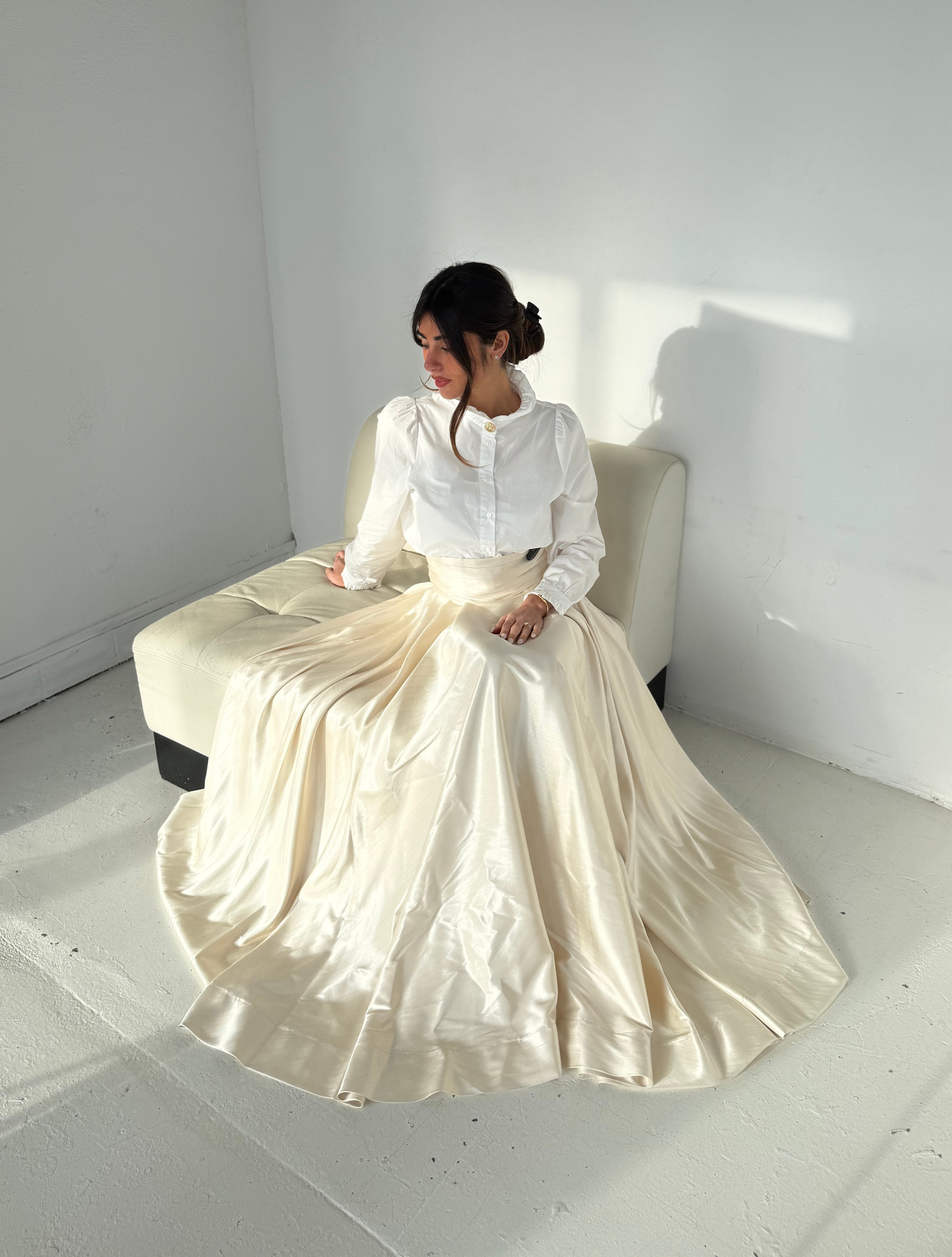 Jupe Longue Évasée - Doré scintillante