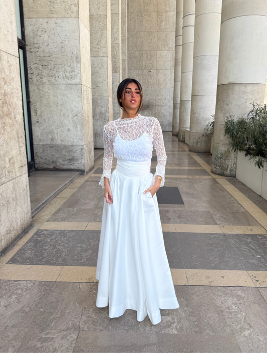 Edition mariée - Jupe longue évasée blanche